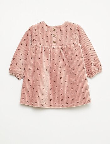 Vestido de pana de manga larga con estampado