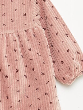 Vestido de pana de manga larga con estampado