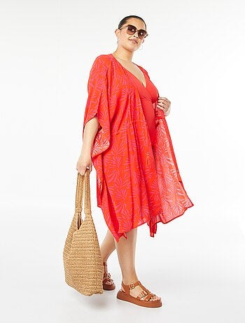Vestido de playa abierto y estampado