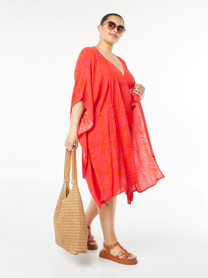 Vestido de playa abierto y estampado Naranja - Kiabi