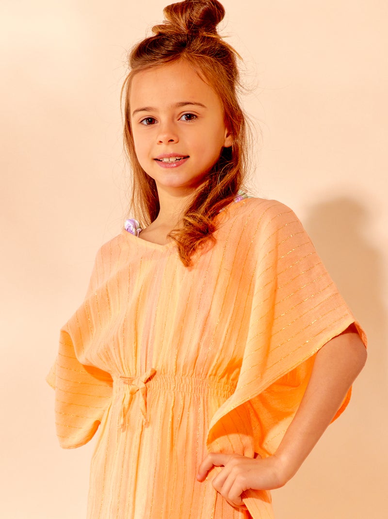 Vestido de playa con fibra brillante NARANJA - Kiabi