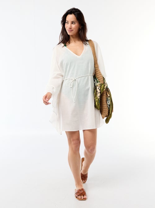 Vestido de playa con sisas con volantes - Kiabi