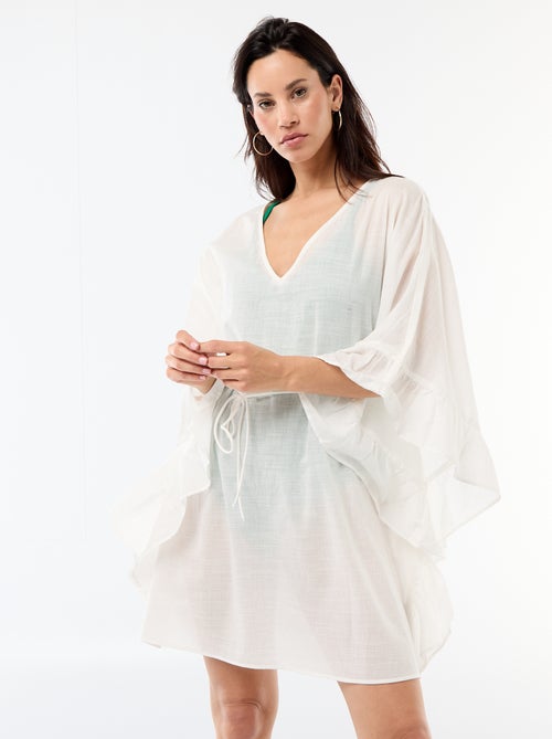 Vestido de playa con sisas con volantes - Kiabi