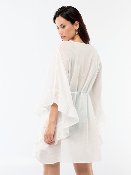Vestido de playa con sisas con volantes - Kiabi