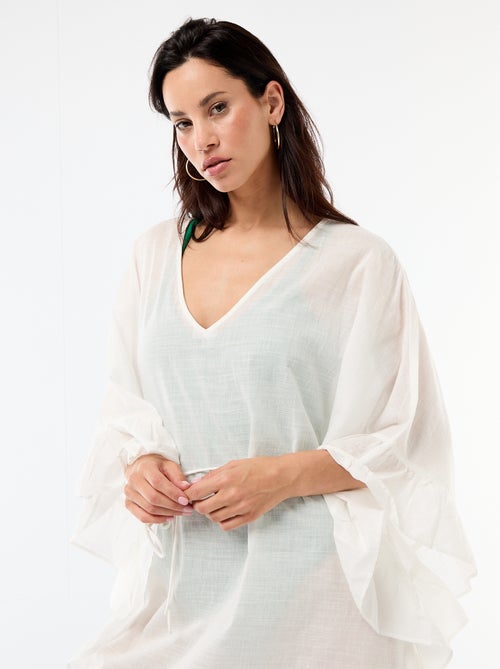 Vestido de playa con sisas con volantes - Kiabi