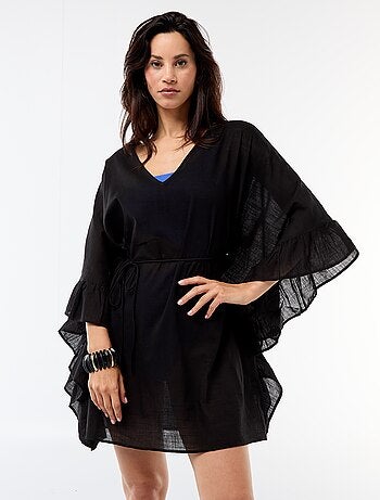 Vestido de playa con sisas con volantes