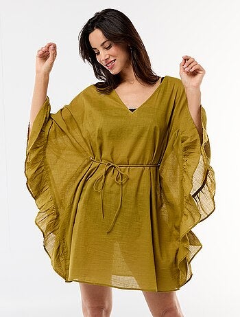 Vestido de playa con sisas con volantes