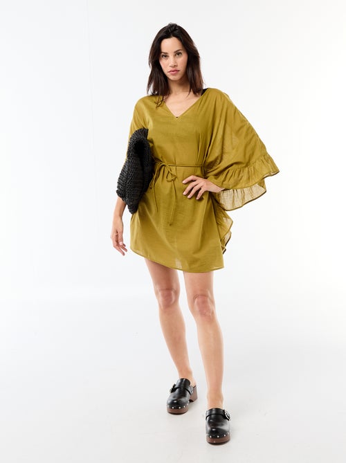 Vestido de playa con sisas con volantes - Kiabi
