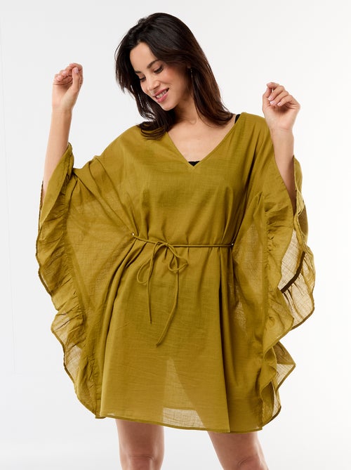 Vestido de playa con sisas con volantes - Kiabi