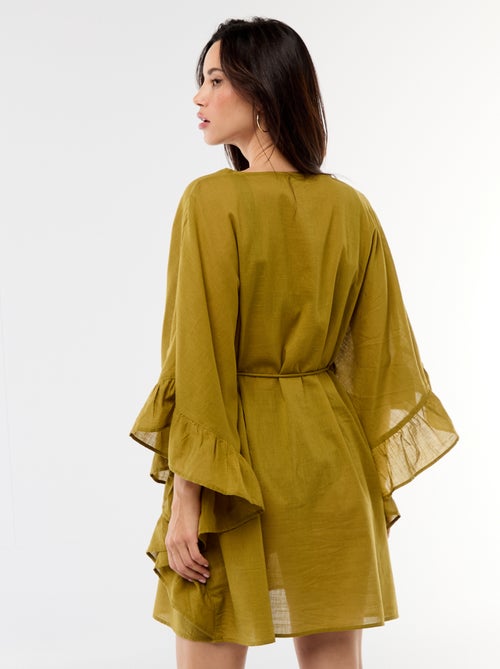 Vestido de playa con sisas con volantes - Kiabi