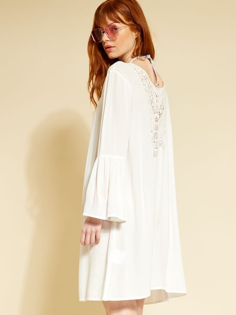 Vestido de playa de macramé Blanco - Kiabi