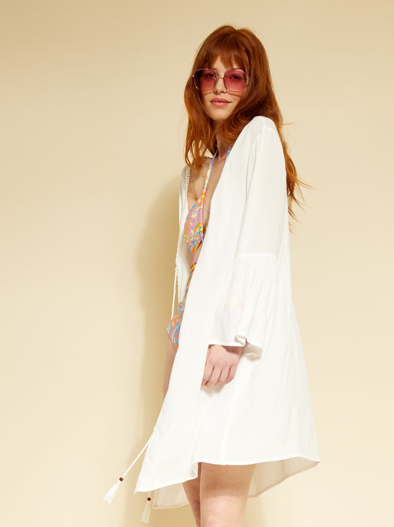 Vestido de playa de macramé Blanco - Kiabi
