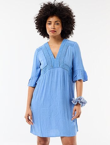 Vestido de playa de punto crepé y macramé