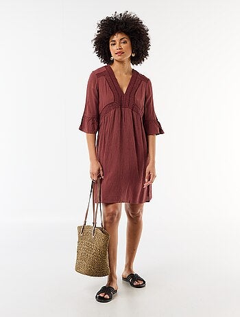 Vestido de playa de punto crepé y macramé