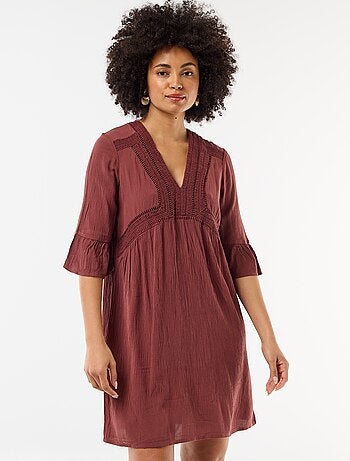 Vestido de playa de punto crepé y macramé