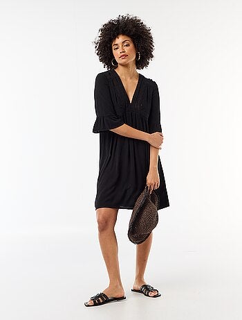 Vestido de playa de punto crepé y macramé