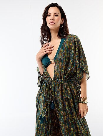 Vestido de playa estampado corte largo