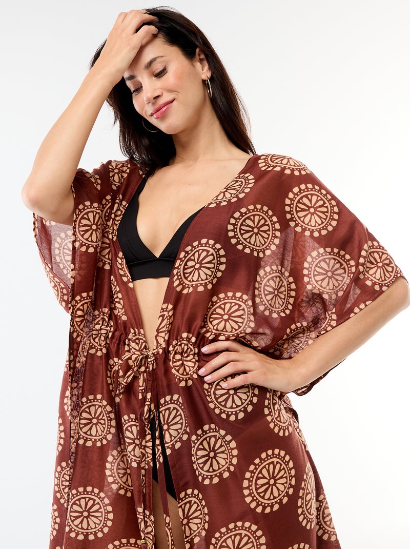 Vestido de playa estampado corte largo Marron - Kiabi