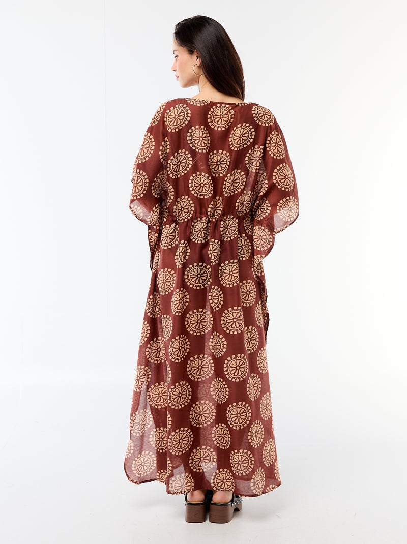 Vestido de playa estampado corte largo Marron - Kiabi