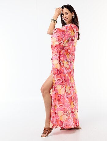 Vestido de playa estampado corte largo