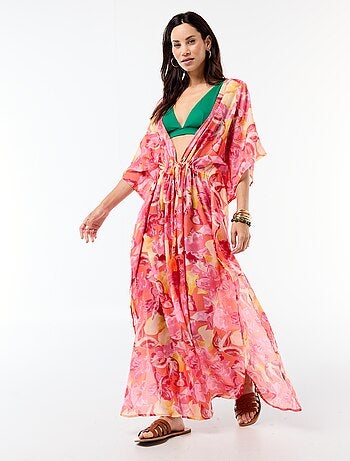 Vestido de playa estampado corte largo