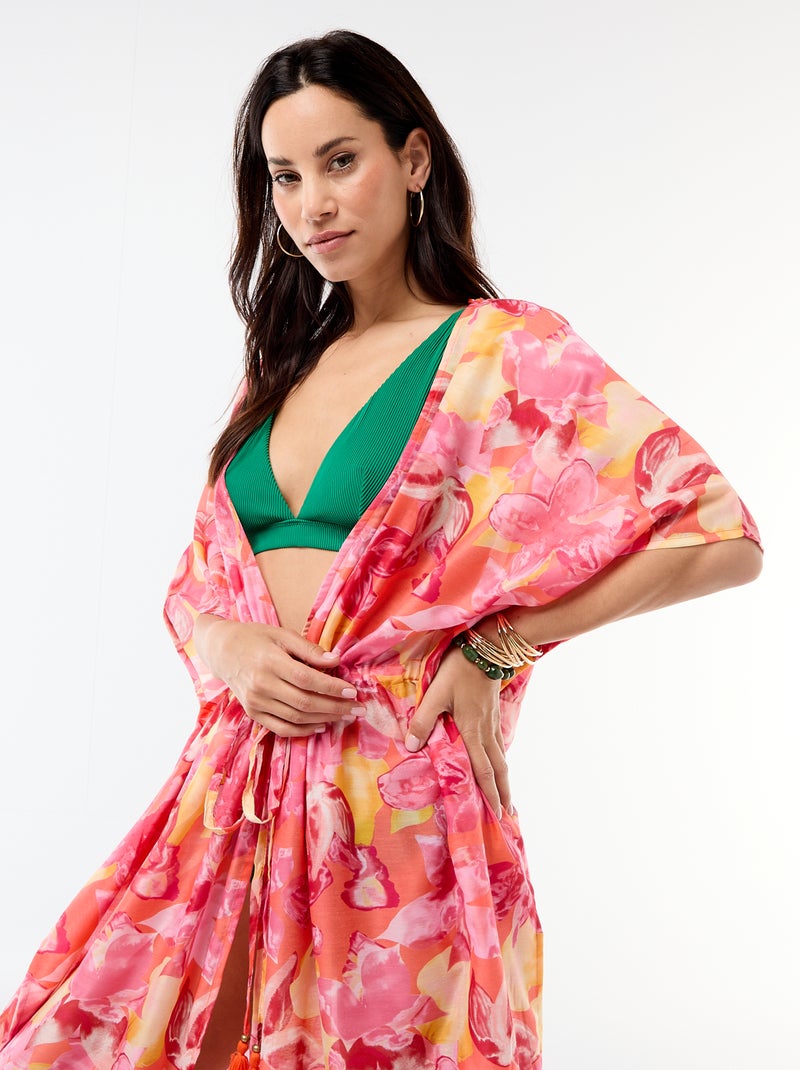 Vestido de playa estampado corte largo Naranja - Kiabi