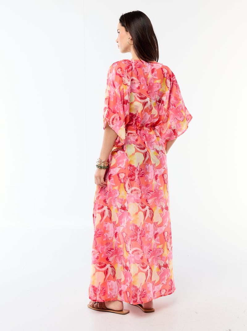 Vestido de playa estampado corte largo Naranja - Kiabi