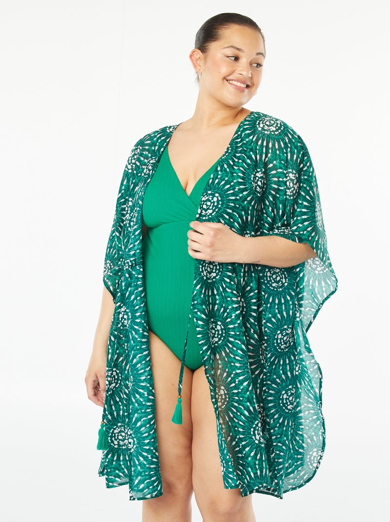 Vestido de playa estampado Verde - Kiabi
