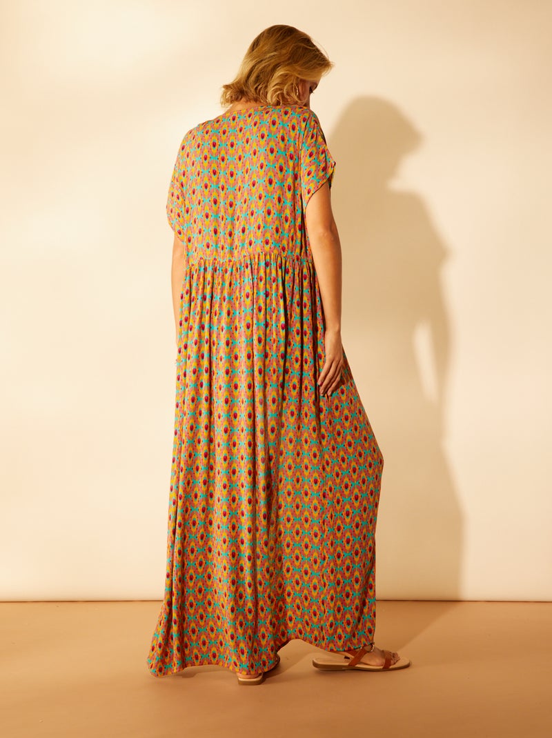 Vestido de playa estilo kimono estampado NARANJA - Kiabi