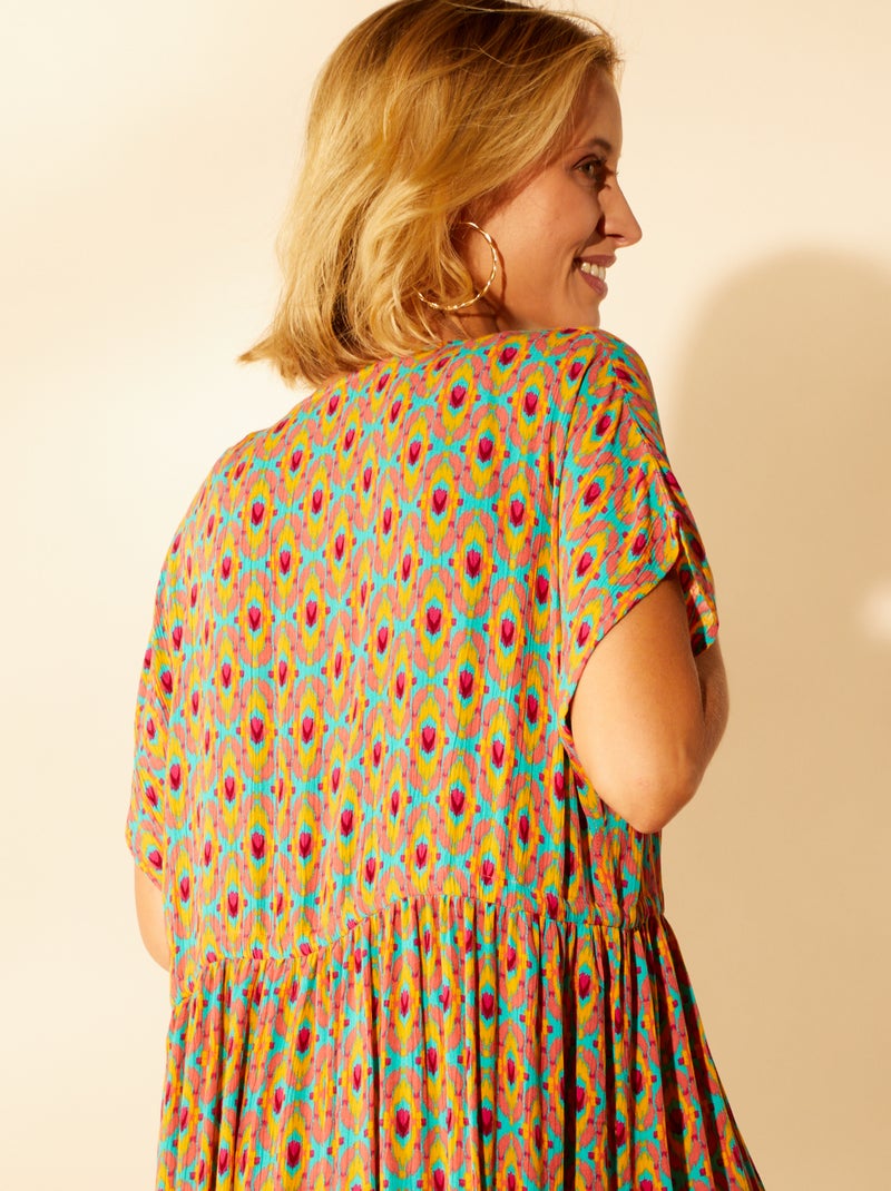 Vestido de playa estilo kimono estampado NARANJA - Kiabi