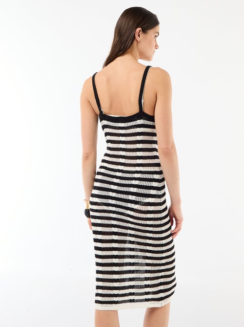 Vestido de playa largo de punto de ganchillo - Kiabi