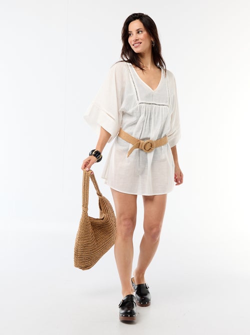 Vestido de playa midi liso - Kiabi