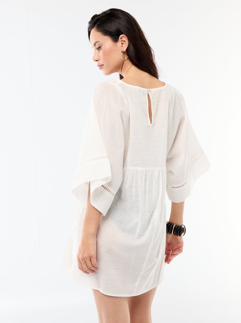 Vestido de playa midi liso Blanco - Kiabi