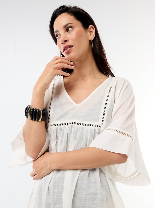 Vestido de playa midi liso - Kiabi