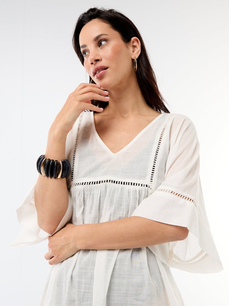 Vestido de playa midi liso Blanco - Kiabi