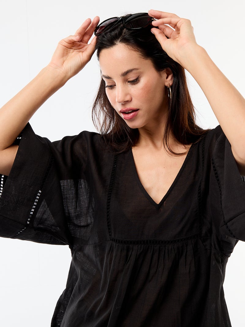 Vestido de playa midi liso Negro - Kiabi