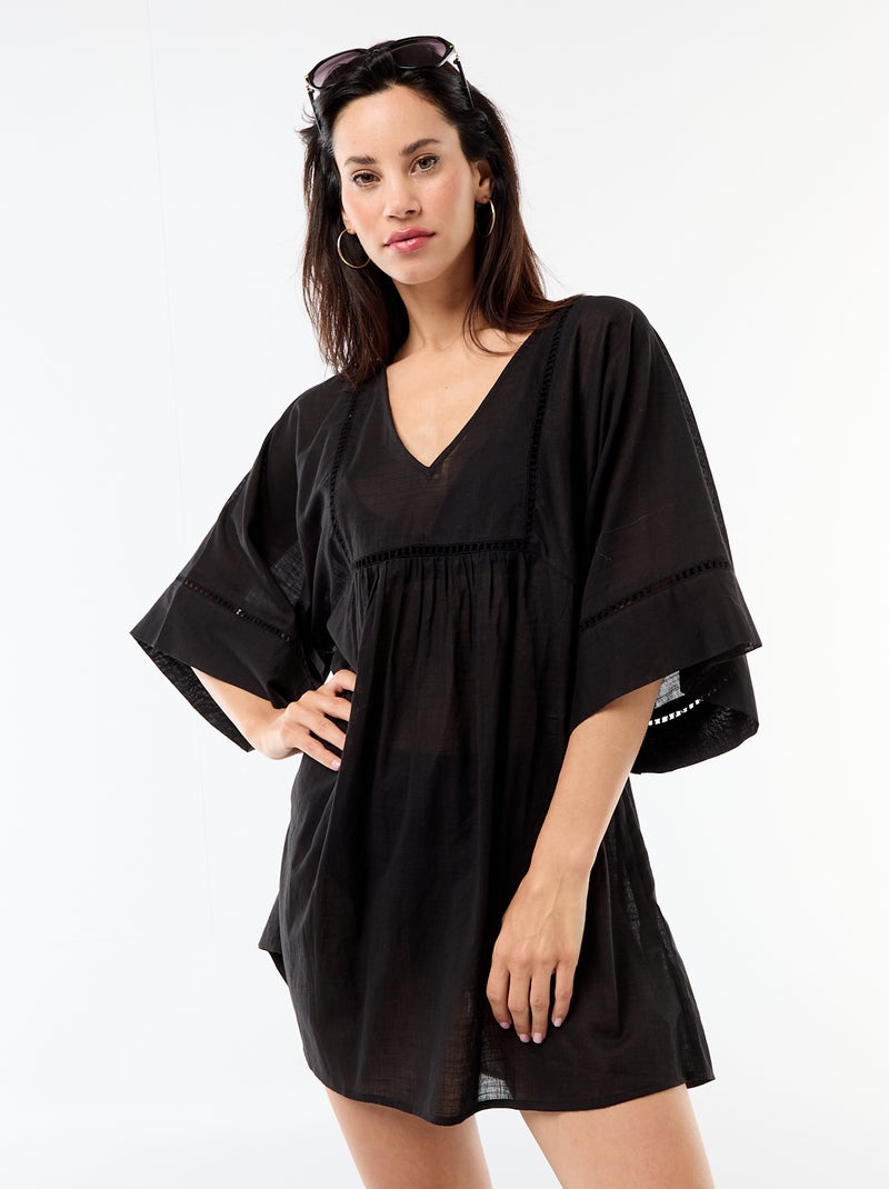 Vestido de playa midi liso Negro - Kiabi