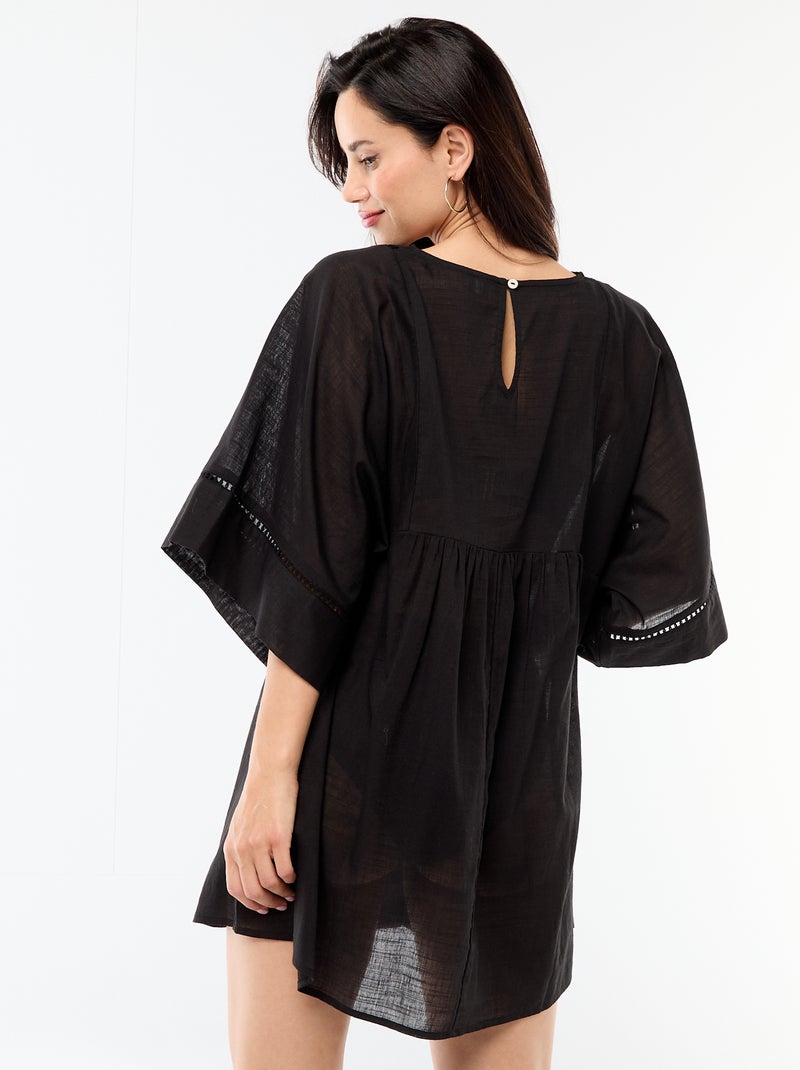 Vestido de playa midi liso Negro - Kiabi