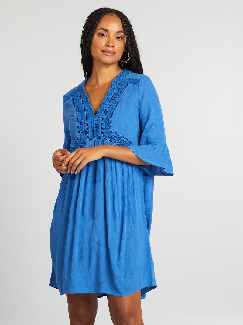 Vestido de playa vaporoso AZUL - Kiabi