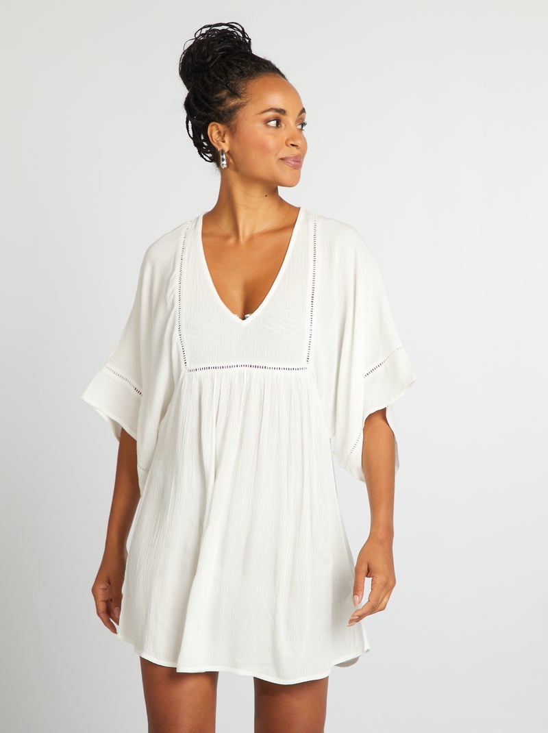 Vestido de playa vaporoso BLANCO - Kiabi
