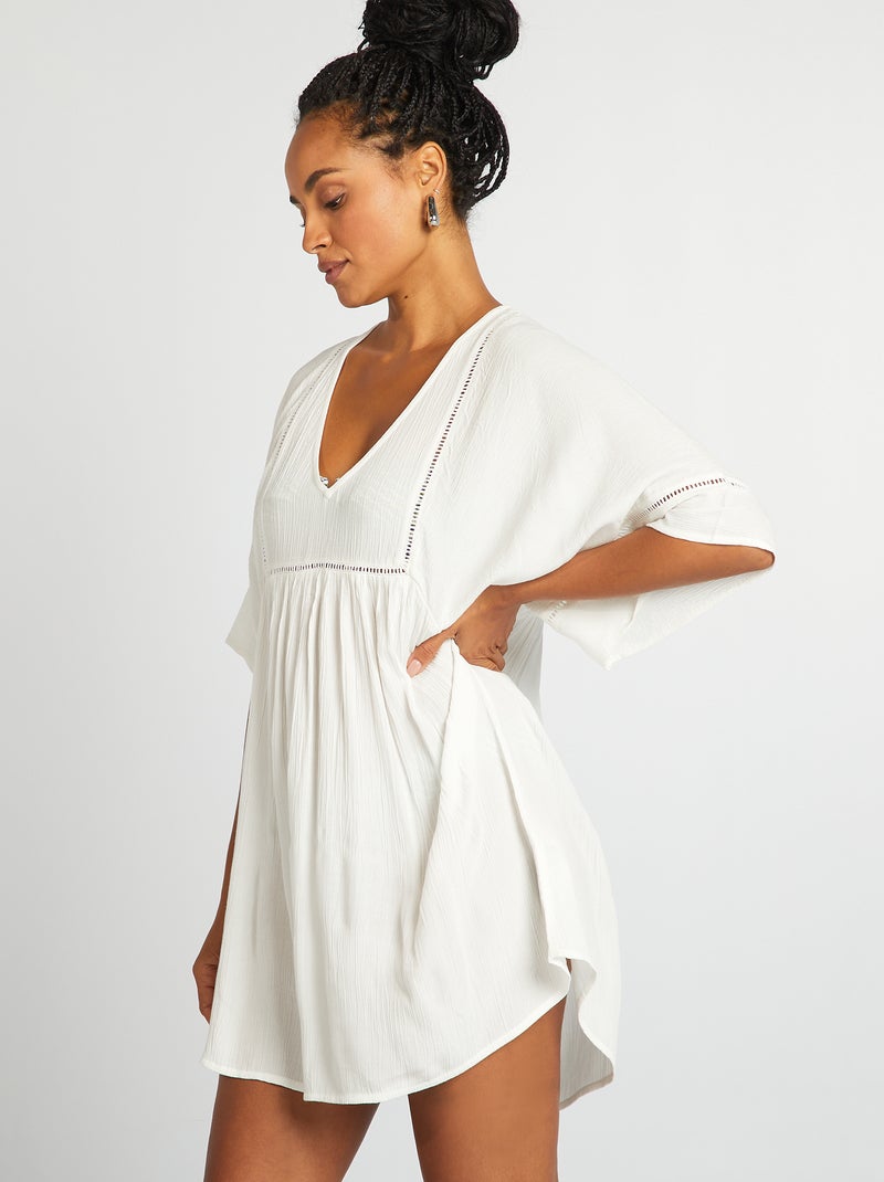Vestido de playa vaporoso BLANCO - Kiabi