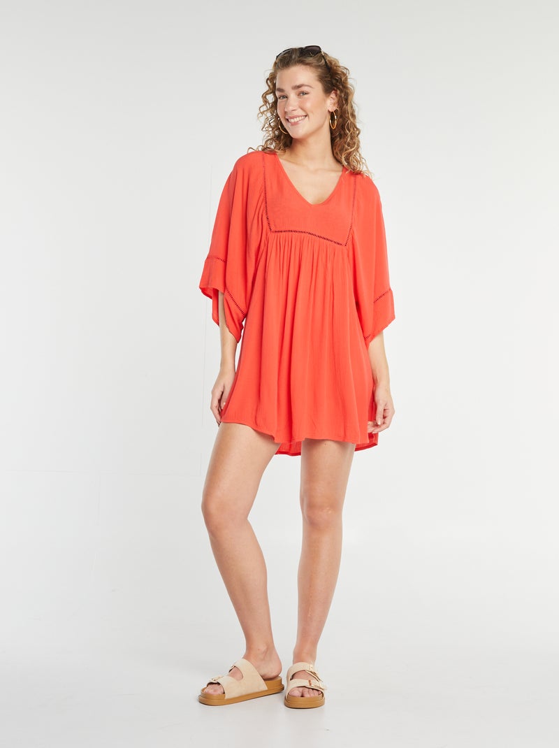 Vestido de playa vaporoso rojo - Kiabi