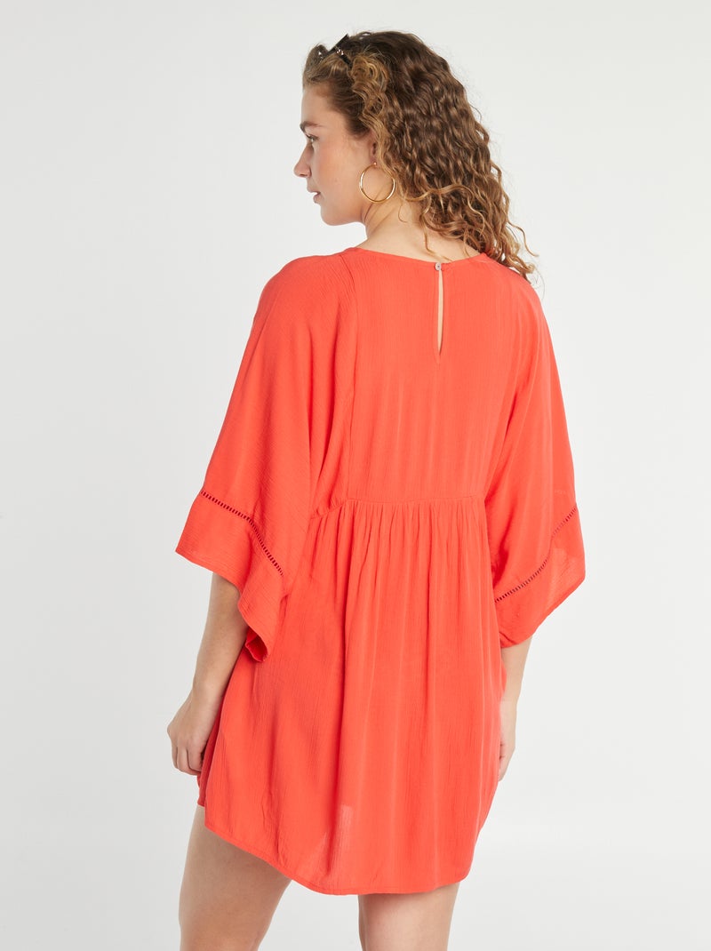 Vestido de playa vaporoso rojo - Kiabi