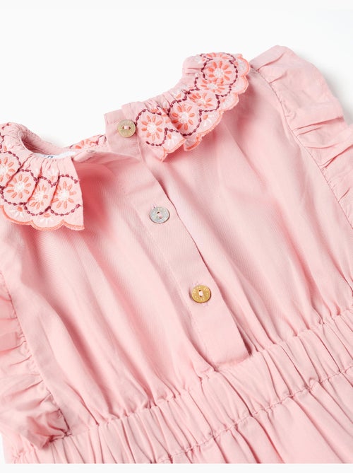 Vestido de popelín con cuello y mangas con volantes - Kiabi