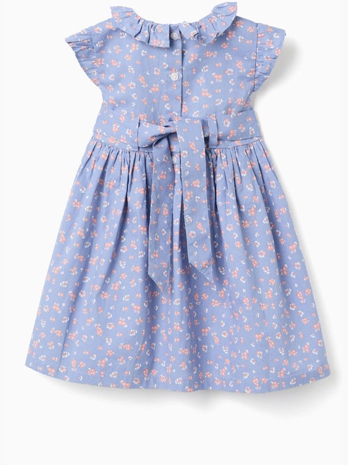 Vestido de popelín con motivo floral y volantes - Kiabi