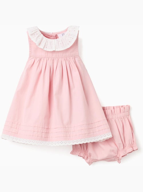 Vestido de popelín + cubrepañal con volantes - Kiabi
