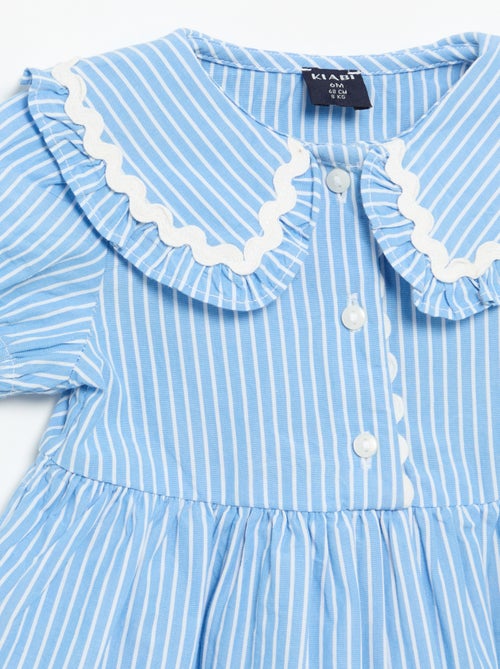 Vestido de popelín de manga corta con cuello Claudine - Kiabi