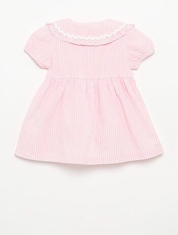 Vestido de popelín de manga corta con cuello Claudine
