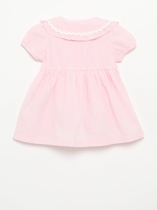 Vestido de popelín de manga corta con cuello Claudine - Kiabi