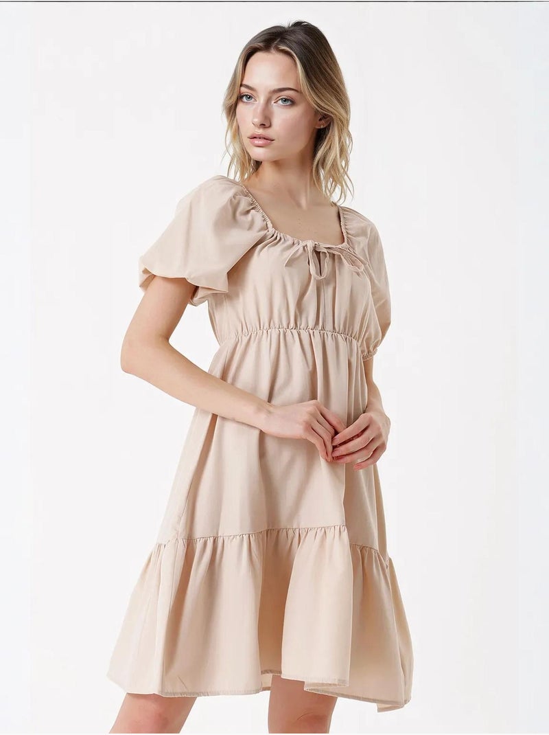 Vestido de popelina acampanado bdart Beige arcilla - Kiabi